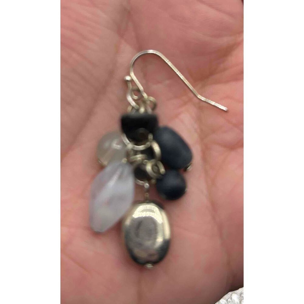 Multi Gemstone Beaded Dangle Earrings Womens - Picture 3 of 3